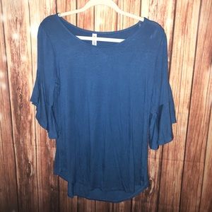 Blue ruffle top